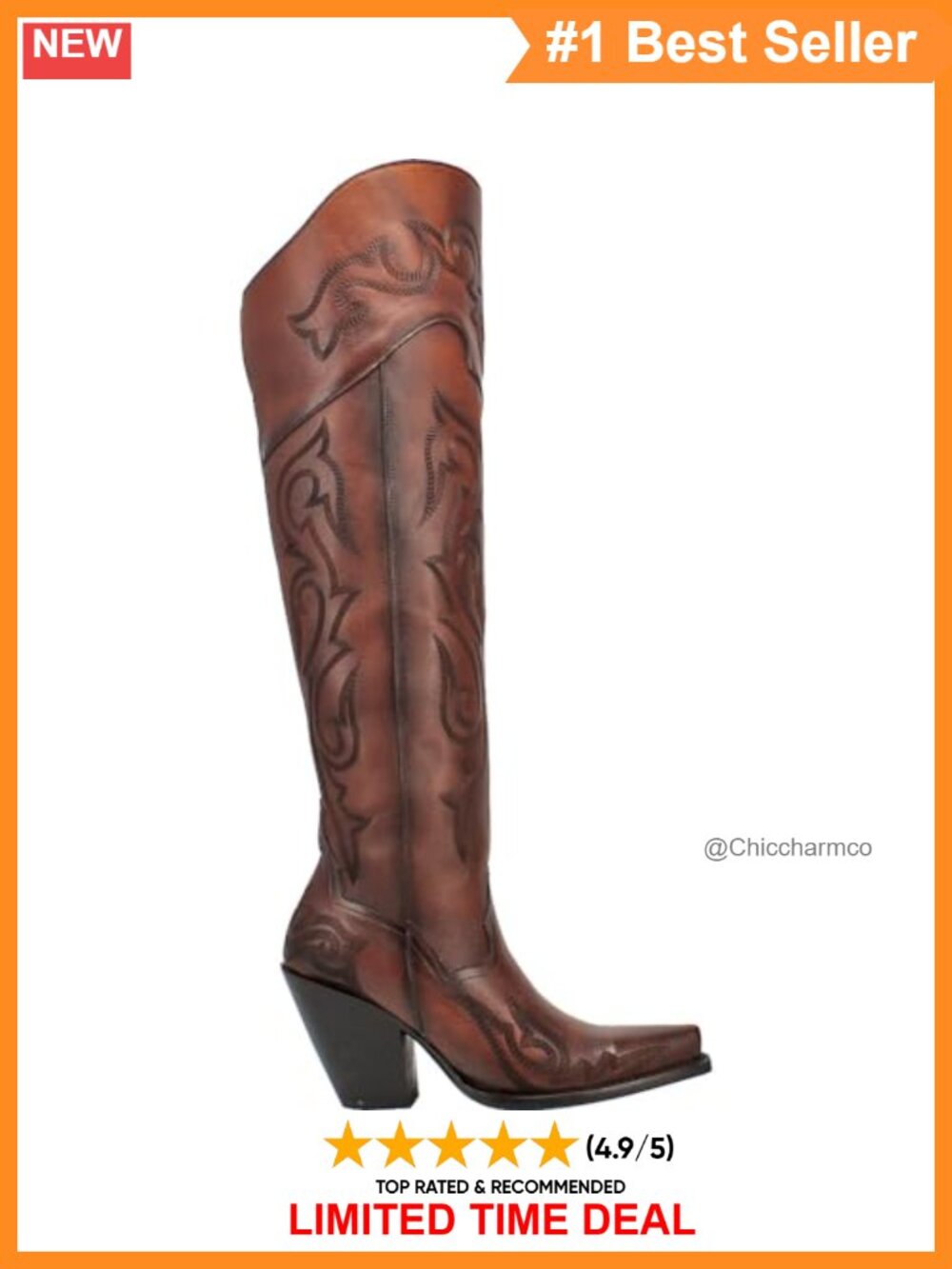 Dan Post Women's Seductress Embroidered Snip Toe Zippered Over The Knee High